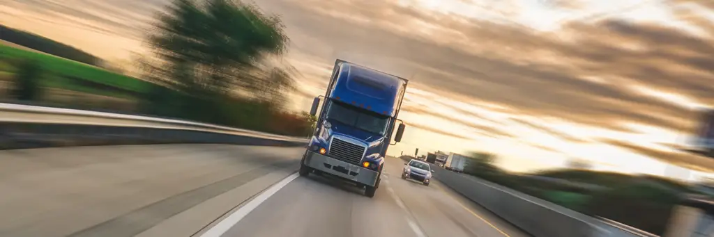 Motion blur semi truck 18 wheeler